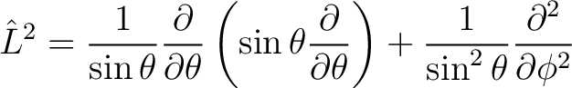 $\displaystyle \hat{L}^2 = {1 \over \sin\theta} {\partial\over\partial\theta}\le... ...artial\theta}\right) +\frac{1}{\sin^2\theta}\frac{\partial^2}{\partial \phi^2} $