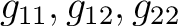 $g_{11}, g_{12}, g_{22}$