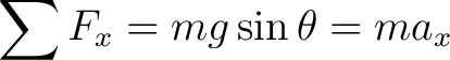 $\displaystyle \sum F_x = mg \sin \theta = m a_x $