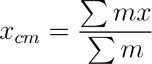 $\displaystyle x_{cm} = \frac{ \sum mx}{\sum m}$