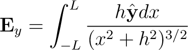 $\displaystyle {\bf E}_y = \int_{-L}^{L} \frac{h \hat{{\bf y}}dx}{(x^2 + h^2)^{3/2} } $