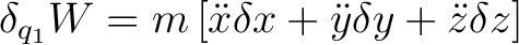 $\displaystyle \delta_{q_1}W = m\left [ \ddot{x} \delta x + \ddot{y} \delta y + \ddot{z} \delta z \right ]$