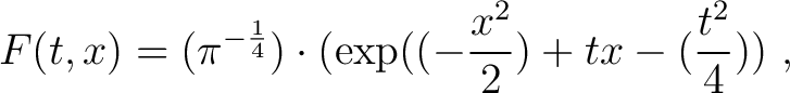 \begin{equation*}\begin{aligned} H &= (\frac{1}{2})\cdot[-\frac{d^2}{dx^2}) + (x... ...er &= (\frac{1}{\surd 2})\cdot (x - \frac{d}{dx})~. \end{aligned}\end{equation*}