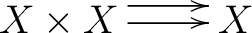 $\xymatrix{X \times X \ar@<1ex>[r] \ar[r]& X }$