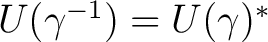 $U(\gamma^{-1}) = U(\gamma)^*$