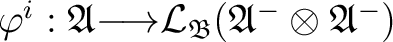 $\varphi ^{i} : \mathfrak{A} {\longrightarrow}\mathcal L_{\mathfrak{B}}(\mathfrak{A}^{-} \otimes \mathfrak{A}^{-})$