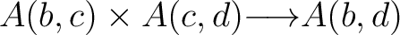 $A(b,c) \times A(c,d) {\longrightarrow}A(b,d)$