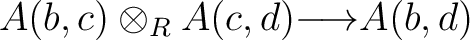 $A(b,c) \otimes_R A(c,d) {\longrightarrow}A(b,d)$