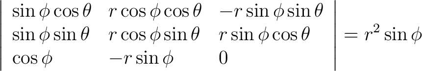 $\displaystyle \frac{\partial x}{\partial \phi} = r\cos \phi \cos \theta $