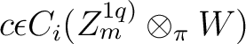 $c\epsilon C_{i}(Z_{m}^{1q)}\otimes_{\pi}W)$