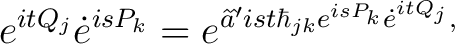 $\displaystyle e^{itQ_j} \dot e^{isP_k} = e^{\^aˆ’ist} \hbar_{jk} e^{isP_k} \dot e^{itQ_j},$