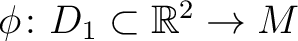 $\phi \colon D_1 \subset \mathbb{R}^2 \to M$