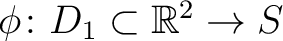 $\phi \colon D_1 \subset \mathbb{R}^2 \to S$