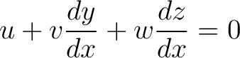 $\displaystyle u + v \frac{dy}{dx} + w\frac{dz}{dx}=0$