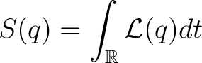 $S(q)=\displaystyle \int_{\mathbb{R}}\mathcal{L}(q)dt$