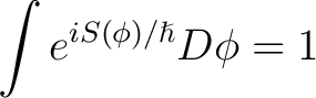 $\displaystyle \int e^{iS(\phi)/\hslash}D\phi=1$