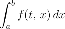 $\displaystyle{\int_a^bf(t,\,x)\,dx}$