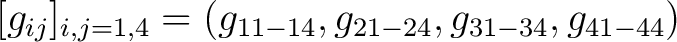 $[g_{ij}]_{i,j= 1,4} =(g_{11-14}, g_{21-24}, g_{31-34}, g_{41-44})$