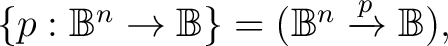 $\{ p : \mathbb{B}^n \to \mathbb{B} \} = (\mathbb{B}^n \xrightarrow{p} \mathbb{B}),$