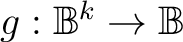 $g : \mathbb{B}^k \to \mathbb{B}$