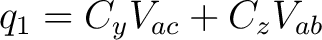 $\displaystyle q_1 = C_yV_{ac} + C_zV_{ab}$