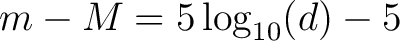 $\displaystyle m - M = 5 \log_{10}(d) - 5$