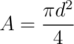 $\displaystyle A=\frac{\pi d^{2}}{4} $