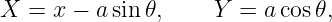 X =  x − asin𝜃,     Y =  acos 𝜃,
