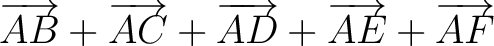 $\overrightarrow{AB}+\overrightarrow{AC}+\overrightarrow{AD}+ \overrightarrow{AE}+\overrightarrow{AF}$