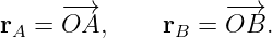 r  = −O→A,      r  = −O−B→.
 A             B
