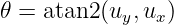 𝜃 = atan2 (uy,ux)
