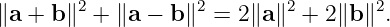 ∥a + b∥2 + ∥a − b ∥2 = 2∥a∥2 + 2∥b ∥2.
