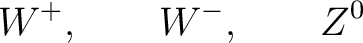 $\displaystyle W^+,\qquad W^-,\qquad Z^0 $