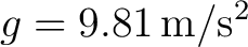 $\displaystyle g=9.81\,\mathrm{m/s^2} $