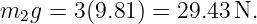 m2g  = 3(9.81) = 29.43 N.
