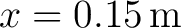 $x=0.15\,\mathrm{m}$