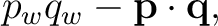 $\displaystyle p_wq_w-\mathbf p\cdot\mathbf q, $
