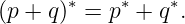 (p + q)∗ = p∗ + q∗.
