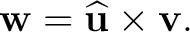 $\displaystyle \mathbf w=\widehat{\mathbf u}\times\mathbf v.$