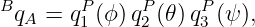 B       P     P     P
  qA = q1 (ϕ )q2 (𝜃) q3 (ψ),
