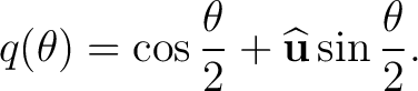 $\displaystyle q(\theta)=\cos\frac{\theta}{2} +\widehat{\mathbf u}\sin\frac{\theta}{2}. $