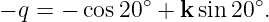 − q = − cos20∘ + k sin 20∘.
