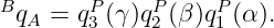 B      P     P    P
 qA = q3 (γ)q2 (β)q1 (α).
