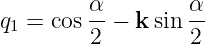         α         α
q1 = cos--−  ksin --
        2         2

