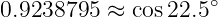                     ∘
0.9238795 ≈  cos22.5
