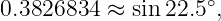 0.3826834 ≈  sin 22.5∘,

