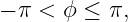 − π <  ϕ ≤ π,
