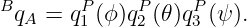 B      P     P    P
 qA = q1 (ϕ)q2 (𝜃)q3 (ψ ).
