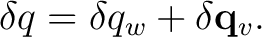 $\displaystyle \delta q=\delta q_w+\delta\mathbf q_v.$ $\displaystyle \delta q=\delta q_w+\delta\mathbf q_v.$