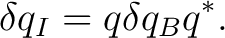 $\displaystyle \delta q_I=q\delta q_Bq^*.$ $\displaystyle \delta q_I=q\delta q_Bq^*.$